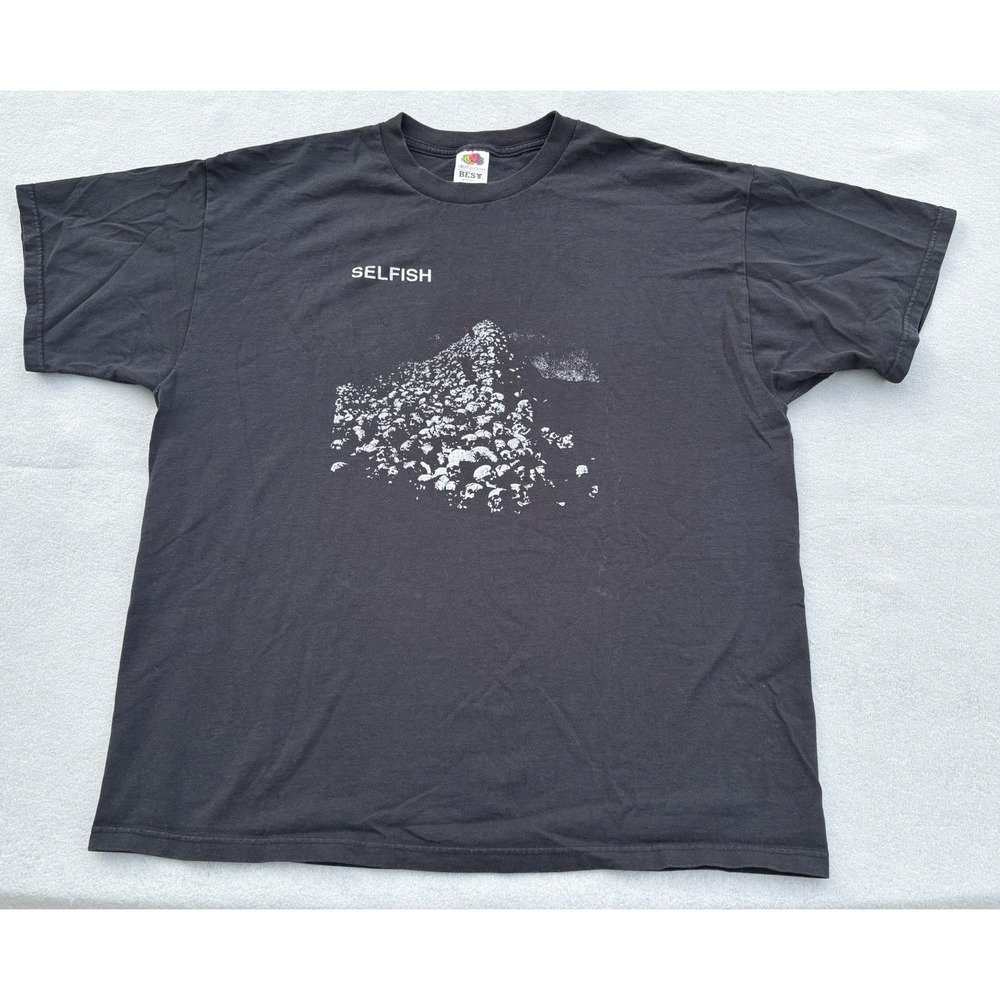 Rare Y2K Finnish Hardcore Metal SELFISH Band Shirt XL Fruit of the Loom Black